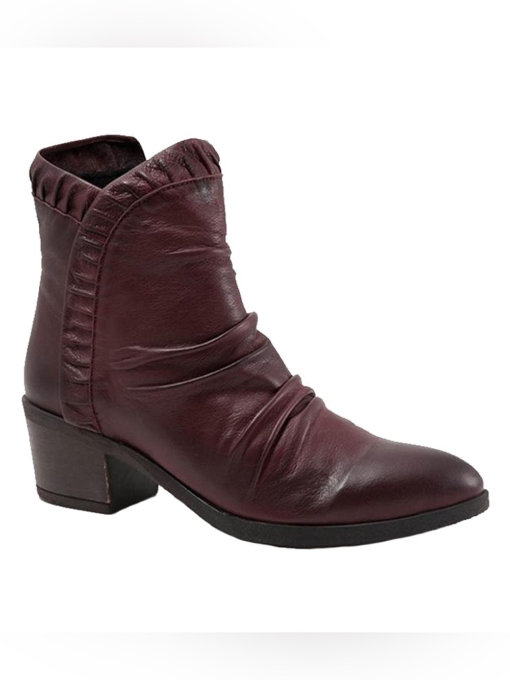 Bueno Connie Burgundy Red Leather Ankle Bootie Boots Winter Lined Size 37 6.5 7